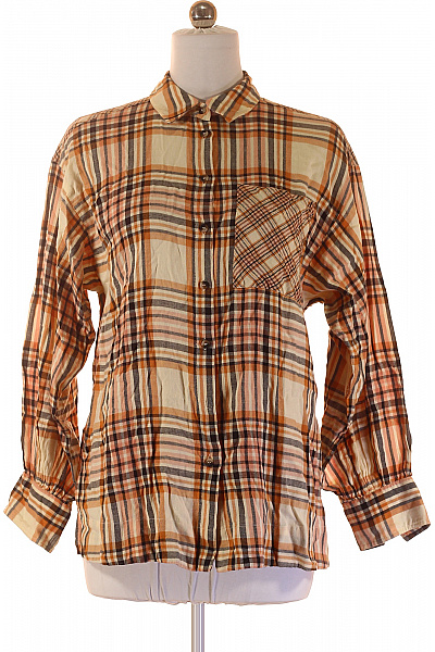 Topshop Dámská kostkovaná košile s dlouhým rukávem oranžová béžová Vel. 36/38 | Topshop | obrázek 2