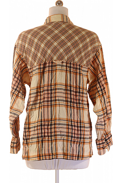 Topshop Dámská kostkovaná košile s dlouhým rukávem oranžová béžová Vel. 36/38 | Topshop | obrázek 3