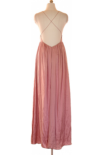 Hedvábné šaty na ramínka dlouhé růžové společenské Vel. 1 | Unimoda | obrázek 2