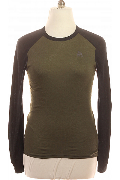 ODLO Pánské Funkční Tričko Khaki černé Raglánový Rukáv Dlouhý Vel. L