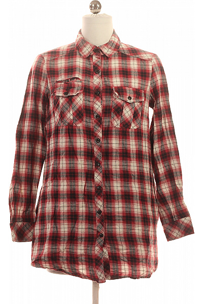 MANGO Dámská červená kostkovaná flanelová košile s dlouhým rukávem ležérní Vel. XS | MANGO | obrázek 2