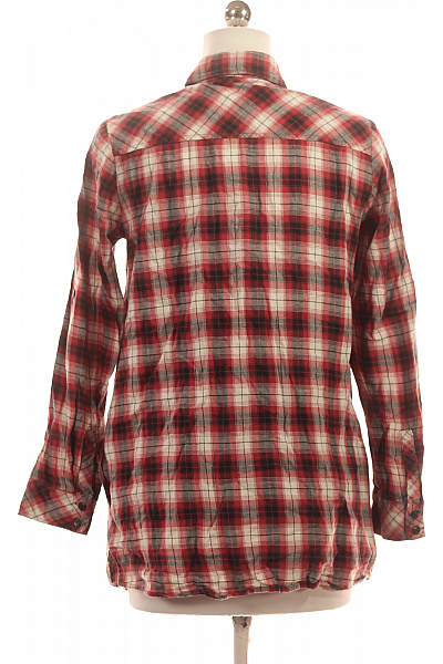 MANGO Dámská červená kostkovaná flanelová košile s dlouhým rukávem ležérní Vel. XS | MANGO | obrázek 3