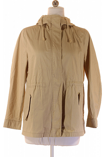 Dámská bavlněná přechodová parka s kapucí béžová stahovací stylová lehká Velikost S | Unimoda | obrázek 2