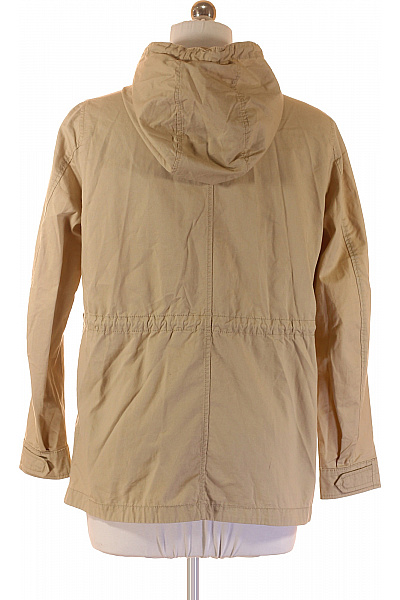 Dámská bavlněná přechodová parka s kapucí béžová stahovací stylová lehká Velikost S | Unimoda | obrázek 3
