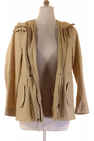 Dámská bavlněná přechodová parka s kapucí béžová stahovací stylová lehká Velikost S | Unimoda | obrázek 4