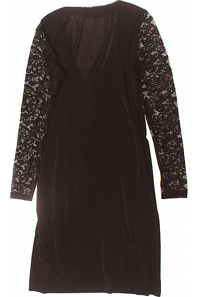 MORGAN Černé upnuté koktejlové šaty s krajkovým rukávem a zavinovacím střihem Vel. S | MORGAN | obrázek 3