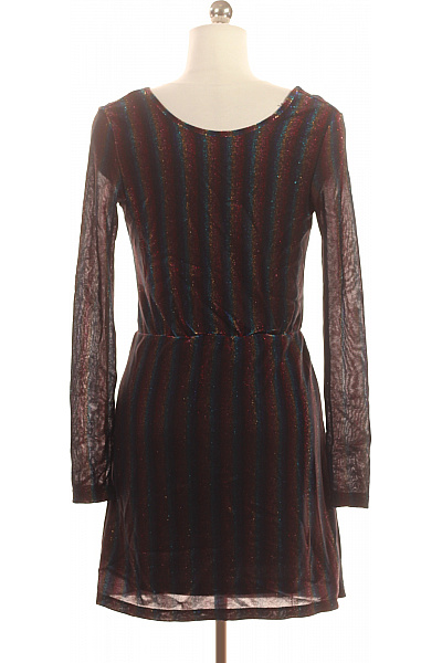 Dámské mini šaty zavinovací s dlouhým rukávem třpytivé pruhy na párty Vel. XS | Unimoda | obrázek 3