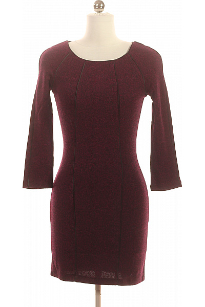 InWear Dámské pouzdrové šaty vínové úpletové elegantní upnuté s dlouhým rukávem Vel. EU 32 | InWear | obrázek 2