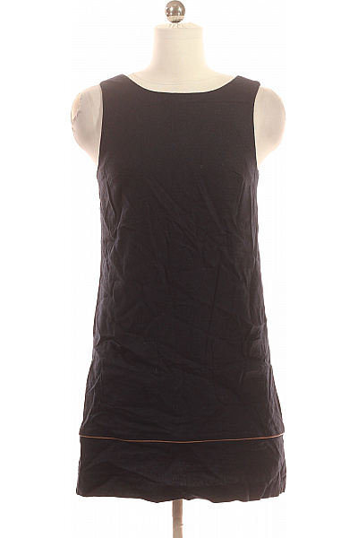 Miss Selfrdige Černé Lněné šaty Tílkové Jednoduché Rovné Mini Vel. 34