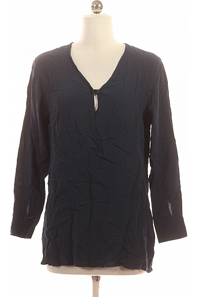 Kaffe Dámská Tmavě Modrá Tuniková Halenka S Výstřihem Do V A 3/4 Rukávem Vel. S