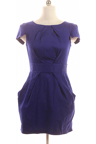 Closet Dámské šaty Krátký Rukáv Modré Volnočasové Elegantní S Kapsami Velikost 12