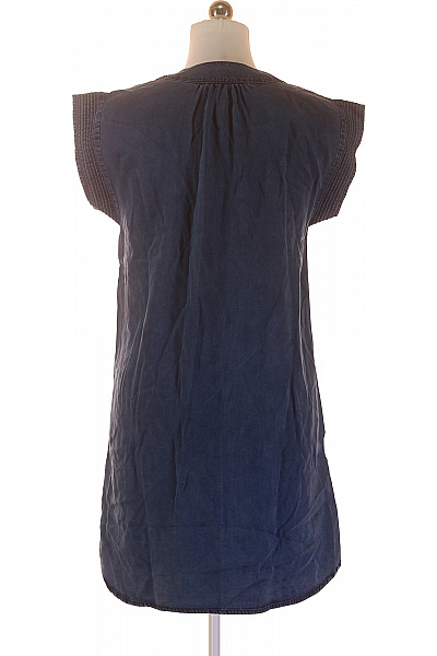 HM  Dámské modré džínové tunikové šaty s V výstřihem a plisováním Vel. 36 | HM  | obrázek 3