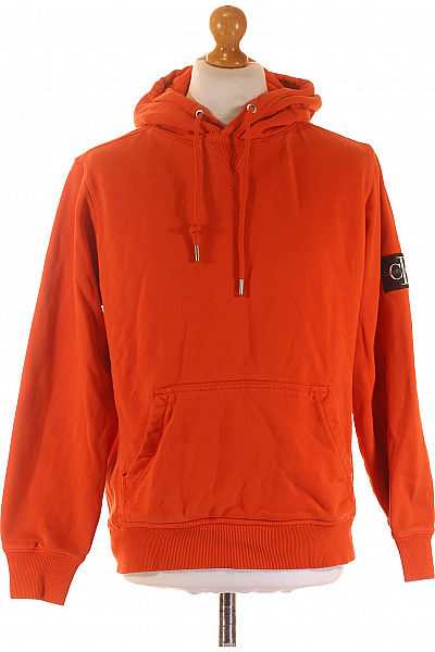 Calvin Klein Pánská Mikina Bez Zapínání Oranžová Vel. L