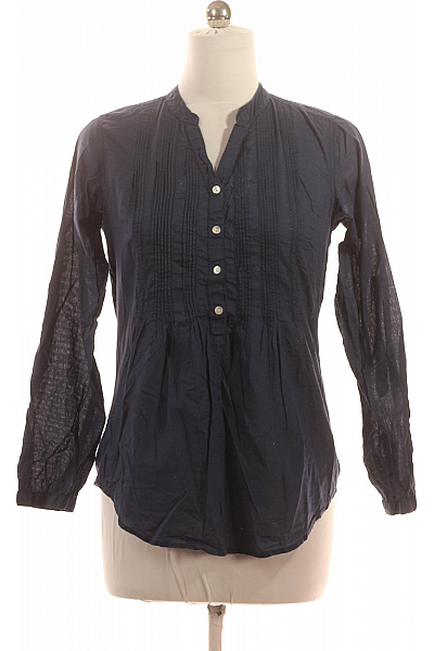 Canda tmavě modrá bavlněná halenka s dlouhým rukávem a výstřihem do V Velikost 36 | Canda | obrázek 2