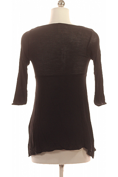 Dámská černá pletená tuniková halenka s 3/4 rukávem a výstřihem do V Velikost XS | Unimoda | obrázek 3