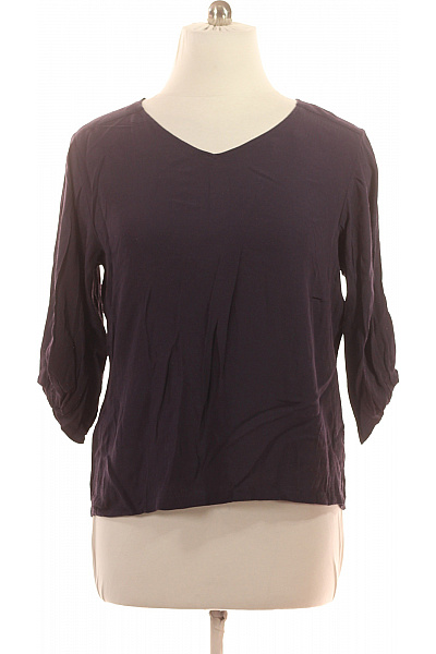 Soft Rebels Viskózová Fialová Jednobarevná Volná Halenka s 3/4 Rukávem a Výstřihem do V Vel. XL | Soft Rebels | obrázek 2