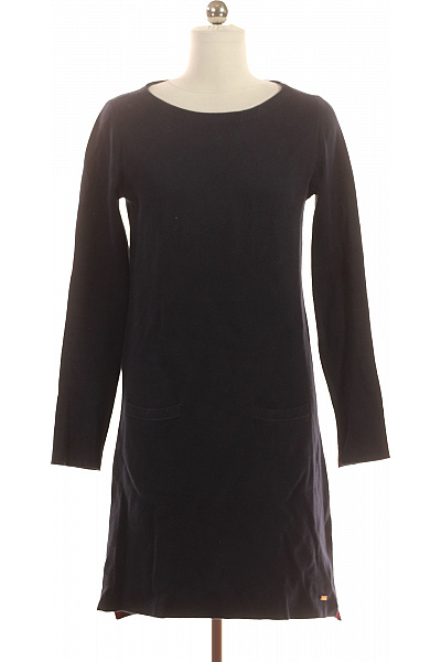 TOMMY HILFIGER Dámské Tmavě Modré Pletené šaty S Dlouhým Rukávem A Kapsami Vel. Xs