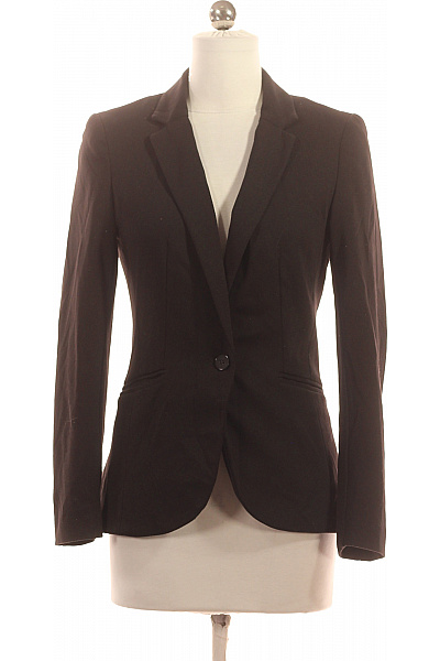 HM  Polyesterové Vypasované Business Jednořadé S Jedním Knoflíkem Hnědé Sako Vel. 34