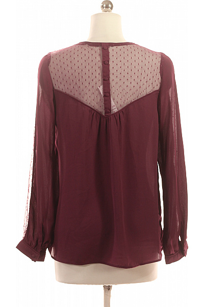 KIABI Dámská vínová halenka s puntíkovanými průsvitnými rukávy a výstřihem do V Velikost s | KIABI | obrázek 2