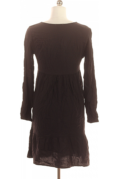 GATE Dámské černé šaty dlouhý rukáv volné empírové jednoduché denní Vel. 36 | GATE | obrázek 2