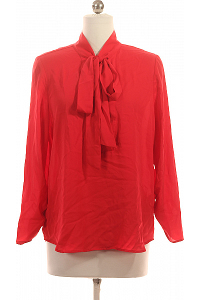 ZARA Červená Dámská Halenka S Mašlí Elegantní Volná Dlouhý Rukáv Vel. S