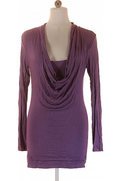 Amisu Dámské Fialové Tričko Dlouhý Rukáv Jednobarevné Prodloužené S Hlubokým Výstřihem Velikost S | Amisu | obrázek 2