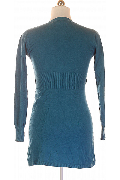 Dámský prodloužený kardigan teal žebrovaný propínací s výstřihem do V Velikost L/XL | Unimoda | obrázek 3