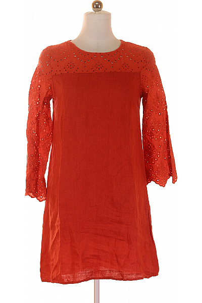 Šaty Lněné Oranžové Vel. M | MADE IN ITALY | obrázek 2