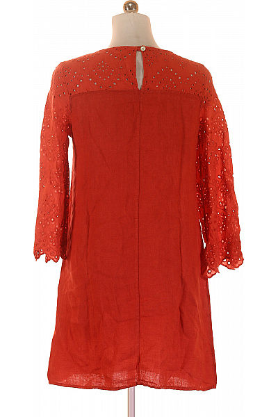 Šaty Lněné Oranžové Vel. M | MADE IN ITALY | obrázek 3