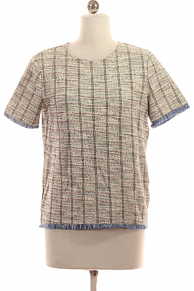 Esprit Dámská pletená halenka kostkovaná béžová modrá s krátkým rukávem Vel. DE XS | Esprit | obrázek 2