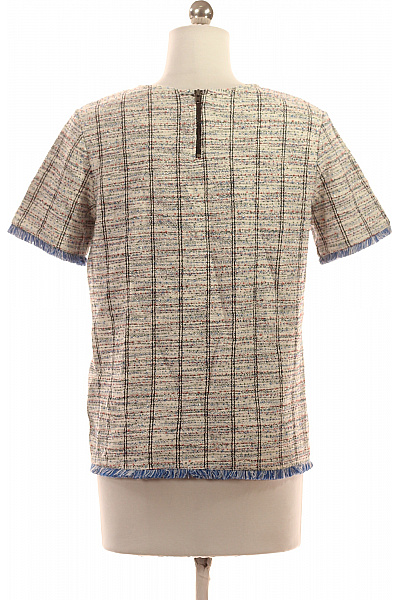 Esprit Dámská pletená halenka kostkovaná béžová modrá s krátkým rukávem Vel. DE XS | Esprit | obrázek 4