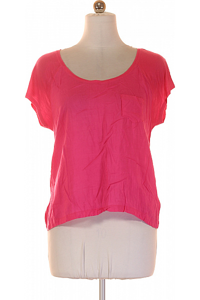 HM  Dámské Růžové Tričko Krátký Rukáv Basic S Kapesní Kulatý Výstřih Velikost M | HM  | obrázek 2