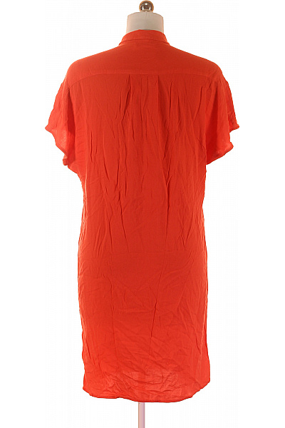 HM  Oranžové dámské košilové šaty krátký rukáv volné tunikové Vel. 34 | HM  | obrázek 3