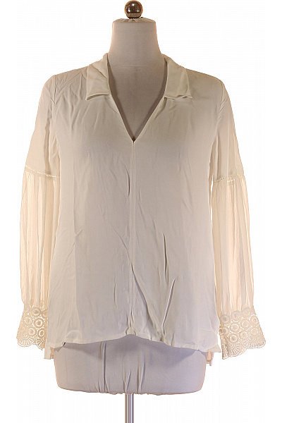 massimo dutti Bílá dámská halenka s dlouhým rukávem a krajkou volná elegantní Vel. 42 | massimo dutti | obrázek 2