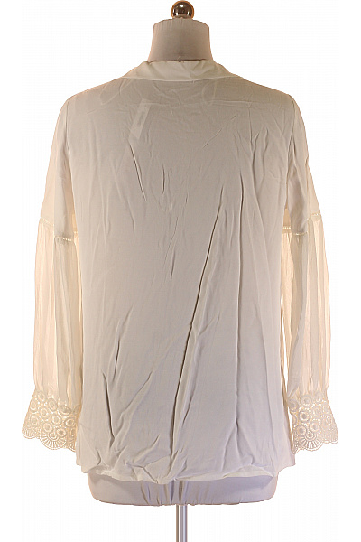 massimo dutti Bílá dámská halenka s dlouhým rukávem a krajkou volná elegantní Vel. 42 | massimo dutti | obrázek 3