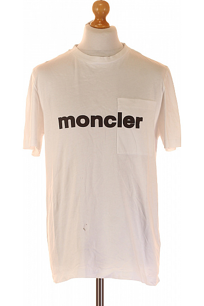 Pánské Tričko S Potiskem Bílé MONCLER Second Hand Vel. M