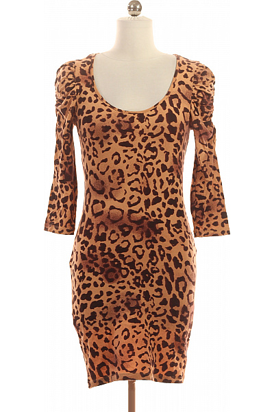 Dámské úpletové šaty Zvířecí Vzor Bodycon Upnuté S 3/4 Rukávem Vel. XS