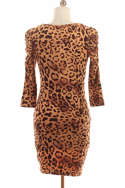 Dámské úpletové šaty zvířecí vzor bodycon upnuté s 3/4 rukávem Vel. XS | Unimoda | obrázek 2