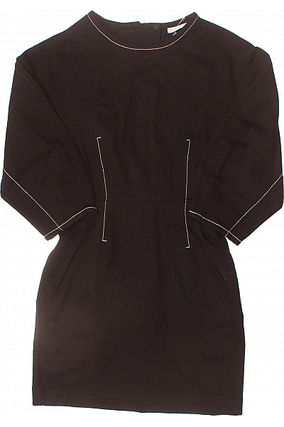 Weekday Černé šaty s dlouhým rukávem a bílou výšivkou jednoduché Vel. XS | Weekday | obrázek 2