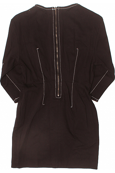 Weekday Černé šaty s dlouhým rukávem a bílou výšivkou jednoduché Vel. XS | Weekday | obrázek 3