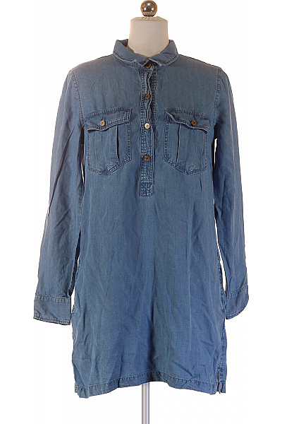 MANGO dámské džínové šaty s dlouhým rukávem a kapsami Velikost M | MANGO | obrázek 2