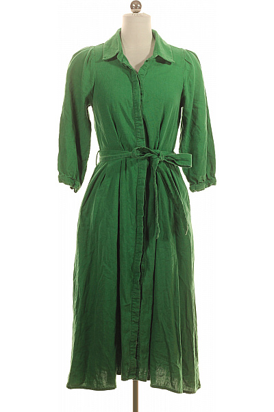 Šaty Lněné Zelené Reserved Vel.  34