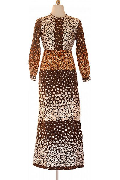 Dámské šaty dlouhé květované s dlouhým rukávem retro Vel. 38 | Unimoda | obrázek 2