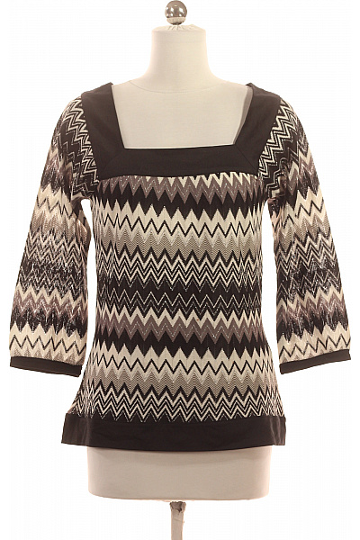 Paprika Dámská Pletená Halenka S 3/4 Rukávem A Cikcak Vzorem Velikost S