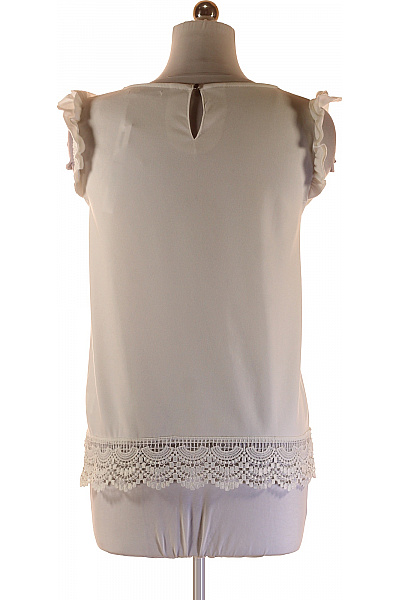 House Bílá dámská halenka s krátkým rukávem a krajkou Vel. l | House | obrázek 3