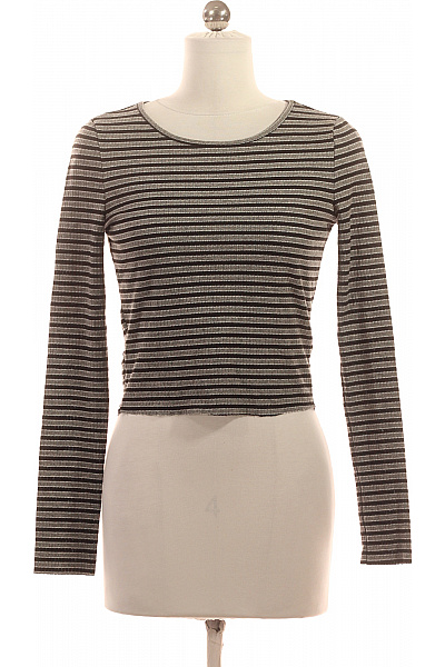 MANGO Dámské Pruhované Crop Top Tričko S Dlouhým Rukávem A Kulatým Výstřihem Velikost S