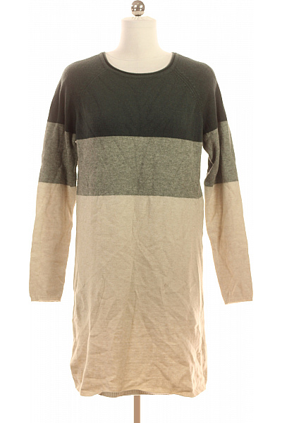 ONLY Dámské Pletené Tunikové šaty S Dlouhým Rukávem Béžové šedé Vel. S