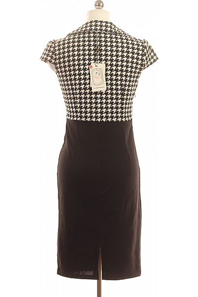Dámské pouzdrové šaty černobílé houndstooth krátký rukáv elegantní Vel. s | Unimoda | obrázek 2