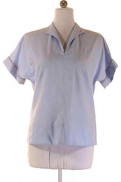 Van Laack Dámská Světle Modrá Volná Halenka S Krátkým Rukávem A Límečkem Velikost 42