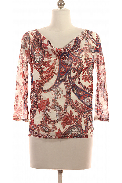 S.OLIVER Dámská Halenka S 3/4 Rukávem A Výstřihem S Uzlem, Vzorovaná Vel. 34